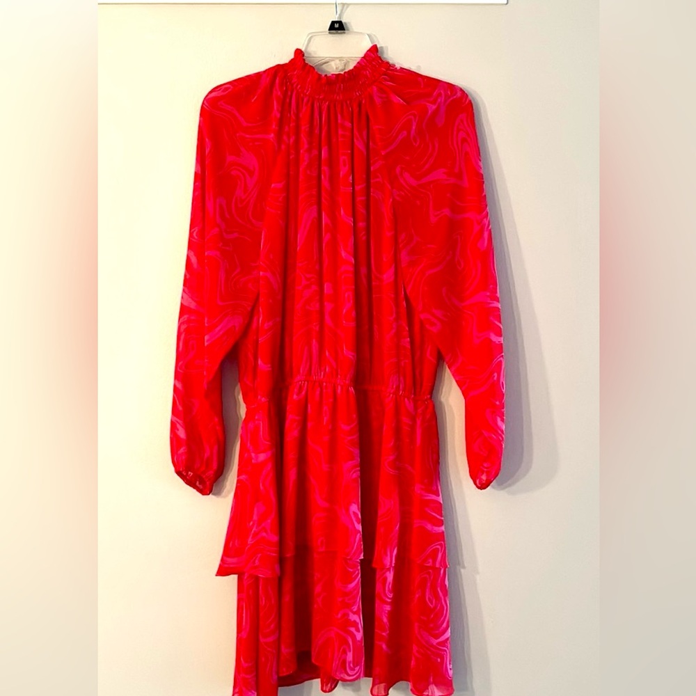 Scoop dress. Red and pink. L